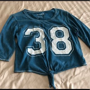 Free People aqua tie-front  crop top